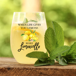 Verre À Vin Sans Pied Aquarelle Lemons Brush Script Limoncello