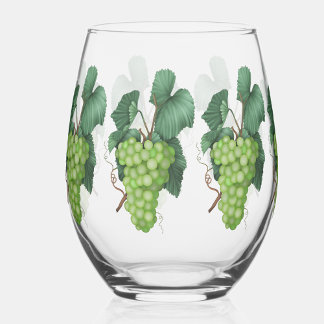 Verre À Vin Sans Pied Aquarelle Raisins Vin blanc