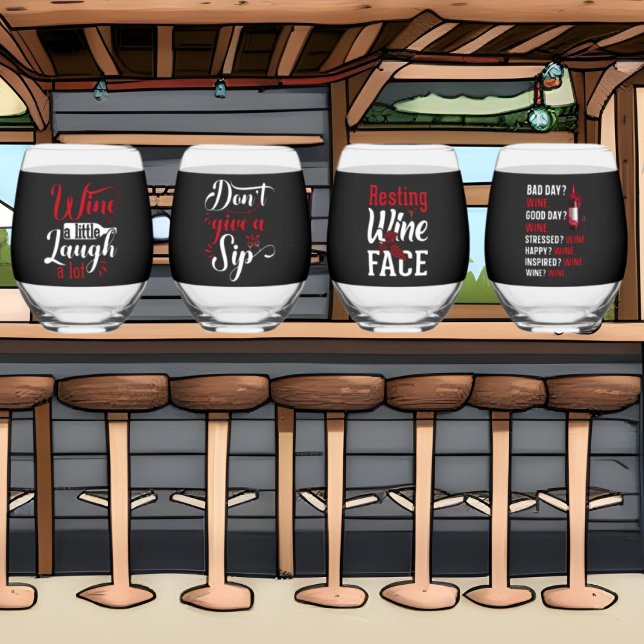 Verre À Vin Sans Pied Art du mot vin amusant (Créateur téléchargé)