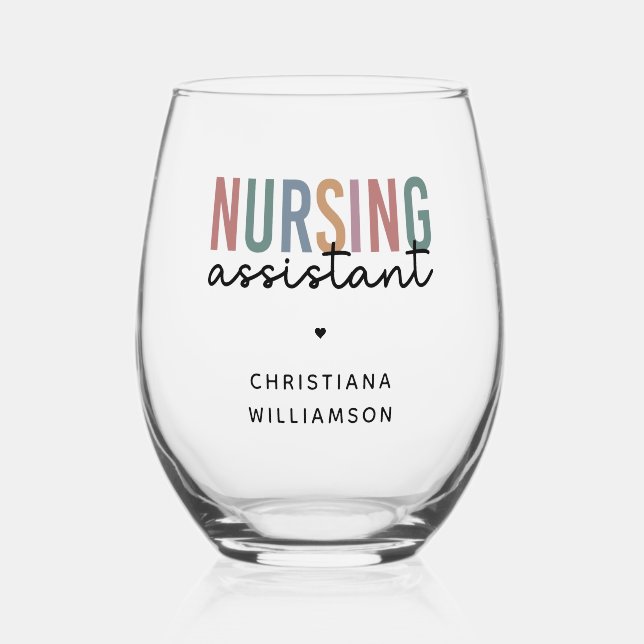 Verre À Vin Sans Pied Assistant infirmier personnalisé (Recto)