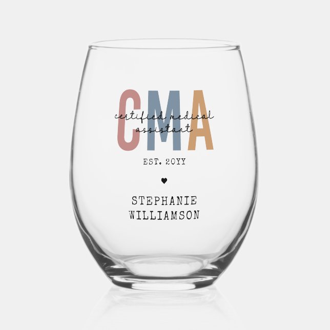 Verre À Vin Sans Pied Assistant Médicale certifié CMA personnalisé (Recto)