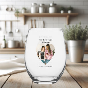 Verre À Vin Sans Pied Au meilleur coeur photo de maman