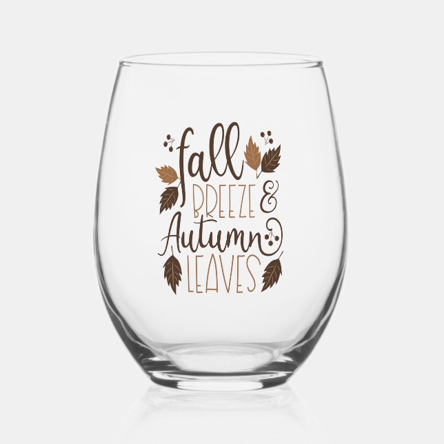 Verre À Vin Sans Pied Automne Breeze Feuilles d'automne (Recto)