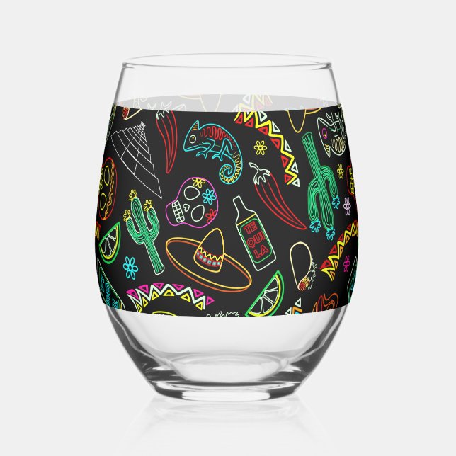 Verre À Vin Sans Pied Aztec Eagle Guerrier Tribal Art antique (Recto)