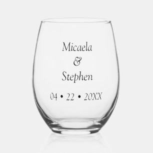 Verre À Vin Sans Pied B&W Daté Personnalisé