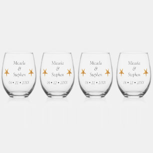 Verre À Vin Sans Pied B&W Starfish Daté Personnalisé