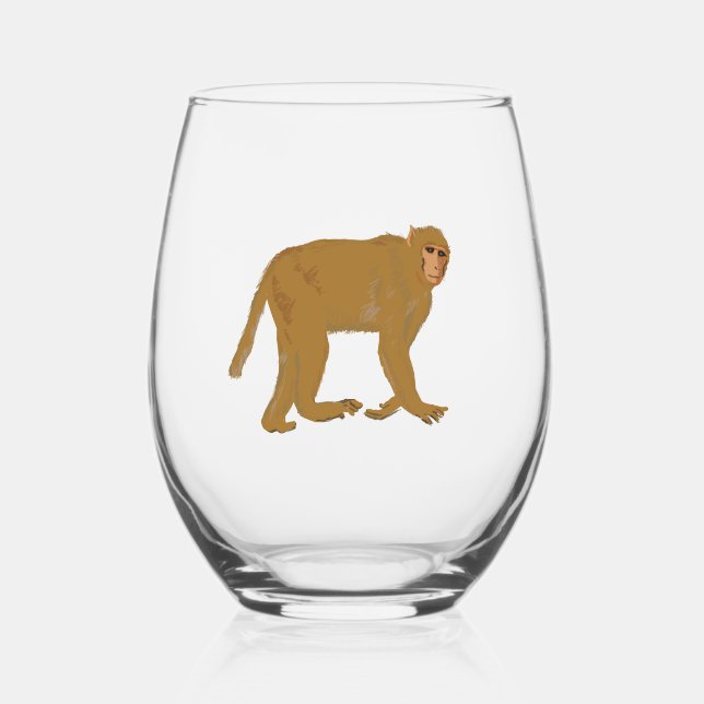 Verre À Vin Sans Pied Baboon monkey art (Recto)