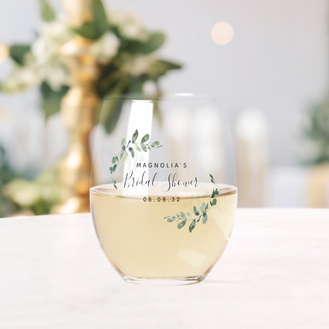 Verre À Vin Sans Pied Baby Shower au Eucalyptus (Insitu (Mariage))