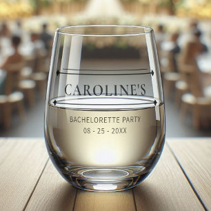 Verre À Vin Sans Pied Bachelorette de mariée moderne personnalisée Date
