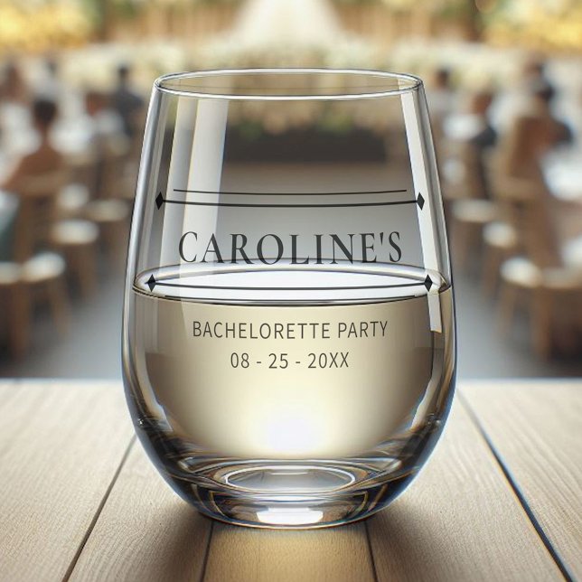 Verre À Vin Sans Pied Bachelorette de mariée moderne personnalisée Date  (Créateur téléchargé)