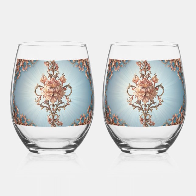 Verre À Vin Sans Pied Baroque Rose    (Recto)