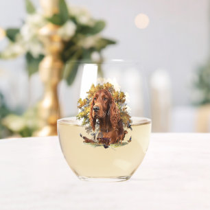 Verre À Vin Sans Pied Beau art de Setters irlandais