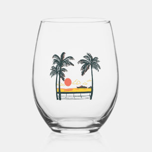 Verre à vin sans pied Beige Vert Été Plage