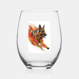Verre À Vin Sans Pied Bergers allemands en vitesse supersonique
