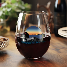 Verre À Vin Sans Pied Bleu couché de soleil