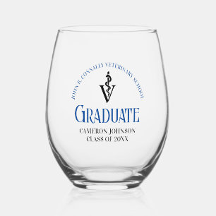 Verre À Vin Sans Pied Bleu Vétérinaire Diplôme sur mesure