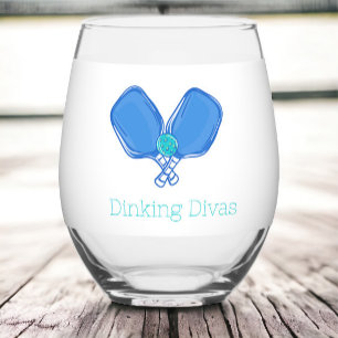 Verre À Vin Sans Pied Blue Crossed Pickleball Paddles & Ball Custom Team