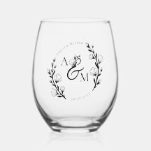 Boho Rustique Floral Monogramme Initiales Mariage