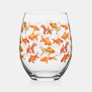 Verre À Vin Sans Pied Bol à poissons rouges drôle