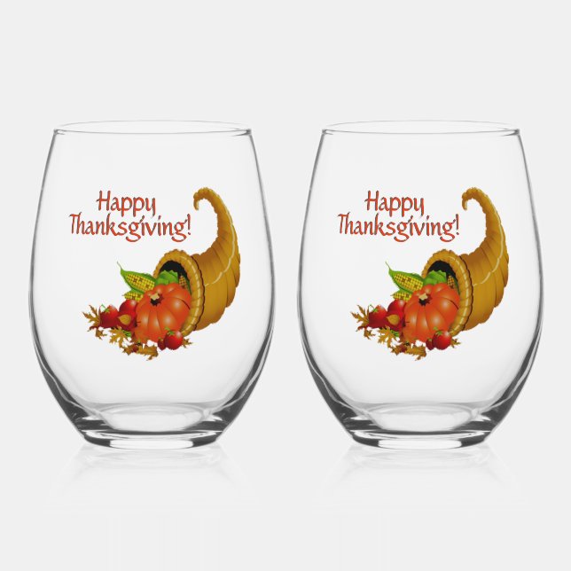 Verre À Vin Sans Pied Bon thanksgiving Cornucopia (Recto)