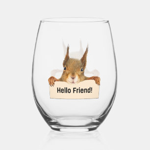 Verre À Vin Sans Pied Bonjour ami Funny Squirrel