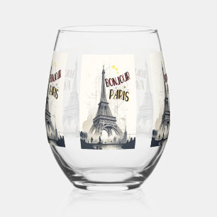 Verre À Vin Sans Pied Bonjour Skyline Marathon Paris