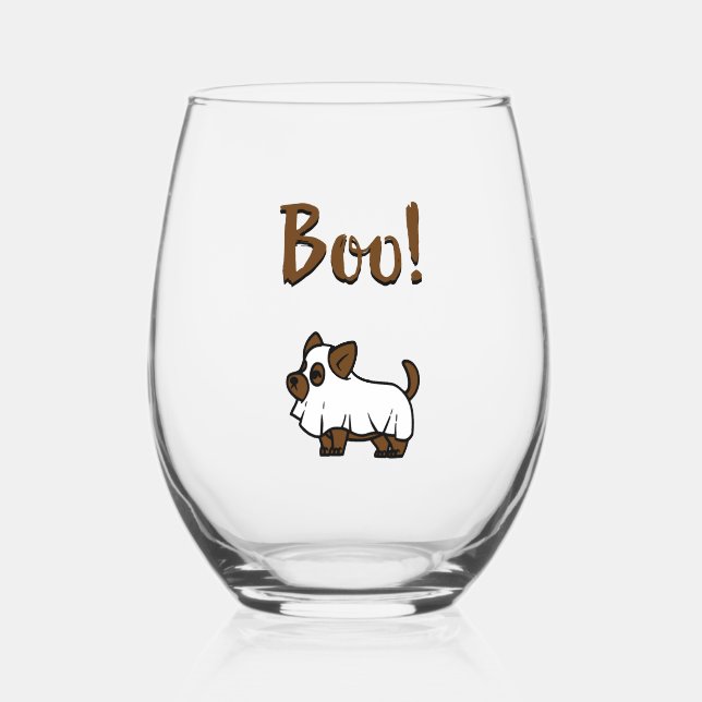 Verre À Vin Sans Pied Boo Halloween (Recto)