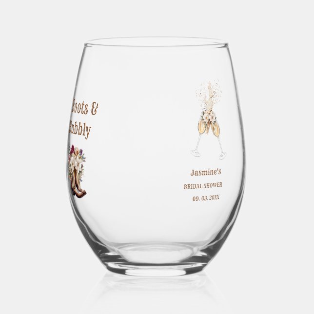 Verre À Vin Sans Pied Boots & Bubbly Boho Western Bride douche Party (Recto)