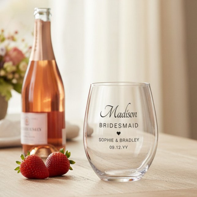 Verre À Vin Sans Pied Bridesmaid Nom personnalisé Mariage (Créateur téléchargé)