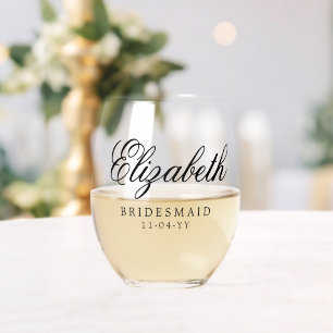 Verre À Vin Sans Pied Bridesmaid Personnalisé Nom Personnalisé Mariage