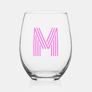 Verre À Vin Sans Pied Bubblegum rose moderne Monogramme Lettre initiale