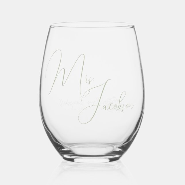 Verre À Vin Sans Pied Cadeau client mariage Nom personnalisé et logo d'e (Recto)