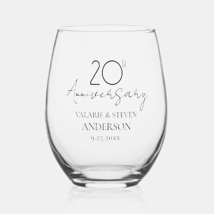 Verre À Vin Sans Pied Cadeau de 20e anniversaire de mariage