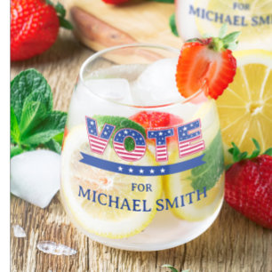 Verre À Vin Sans Pied Cadeau de Élection Patriotique Nom de Candidat Mod