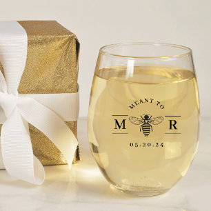 Verre À Vin Sans Pied Cadeau de mariage à monogramme Meant to Bee