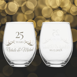Verre À Vin Sans Pied Cadeau personnalisé 25e anniversaire Keepsaké pers