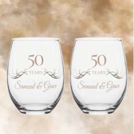 Verre À Vin Sans Pied Cadeau personnalisé 50e anniversaire Keepsaké pers