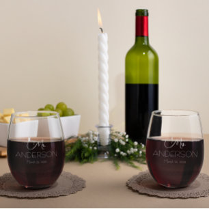Verre À Vin Sans Pied Cadeau personnalisé de mariage mariée marié M Mme