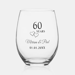 Verre À Vin Sans Pied Cadeau personnalisé moderne pour les 60 ans de mar