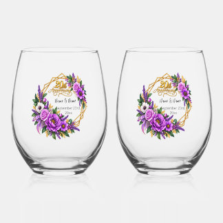 Verre À Vin Sans Pied Cadeau pour le 20e anniversaire