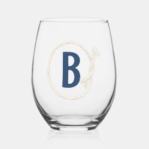 Verre À Vin Sans Pied Cadre de corde blanche avec Monogramme