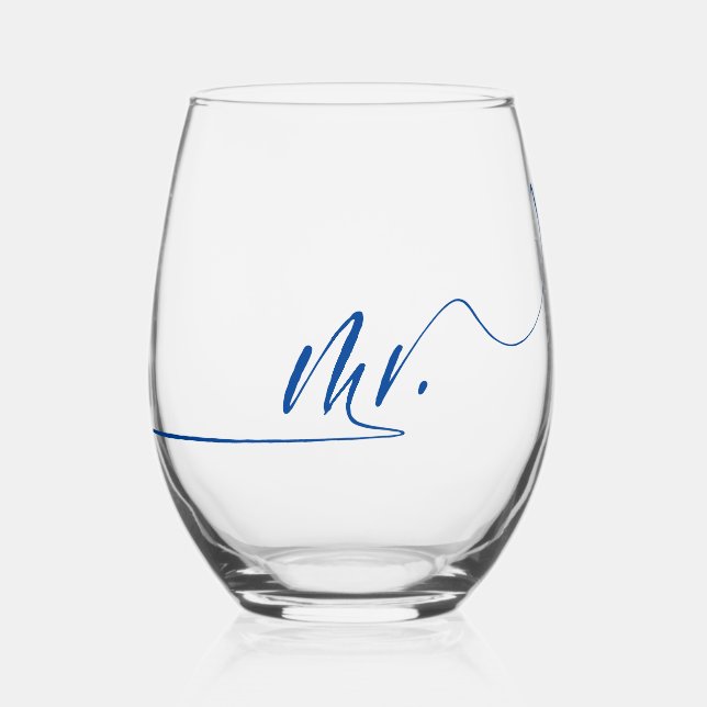 Verre À Vin Sans Pied Calligraphie manuscrite moderne M. (Recto)