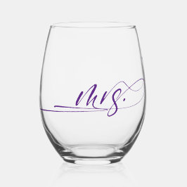 Verre À Vin Sans Pied Calligraphie manuscrite moderne Mme.