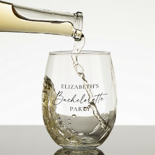 Verre À Vin Sans Pied Calligraphie minimaliste moderne Bachelorette Part