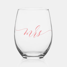 Verre À Vin Sans Pied Calligraphie simple et élégante Mme.