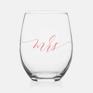Verre À Vin Sans Pied Calligraphie simple et élégante Mme.
