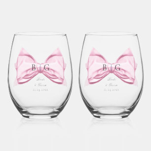 Verre À Vin Sans Pied Candy Pink Satin Bow Vin Stemless Verre