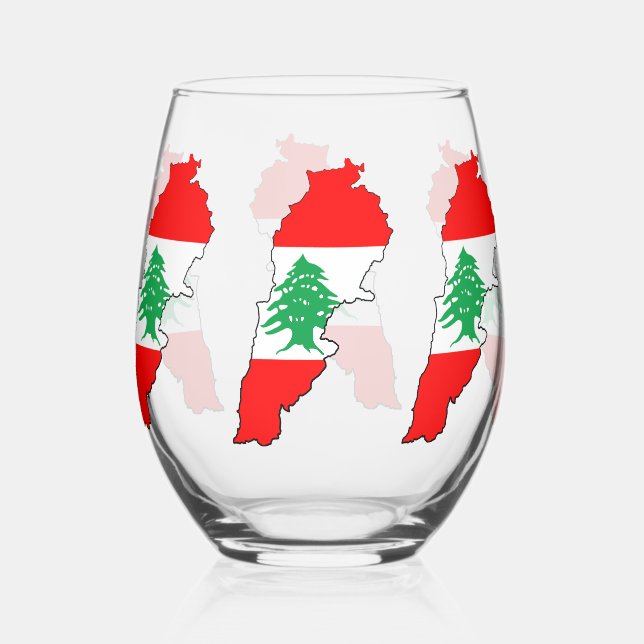 Verre À Vin Sans Pied Carte du Liban avec drapeau (Recto)