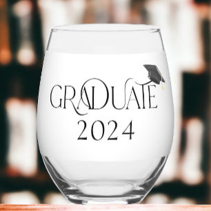 Verre À Vin Sans Pied Casquette diplômé Classe personnalisée de 2024 Gra