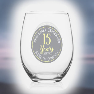 Verre À Vin Sans Pied Célébration d'entreprise pour 15 ans de service